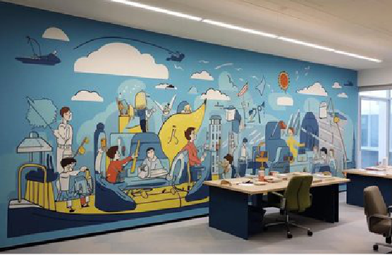 明光办公室墙绘的特点。