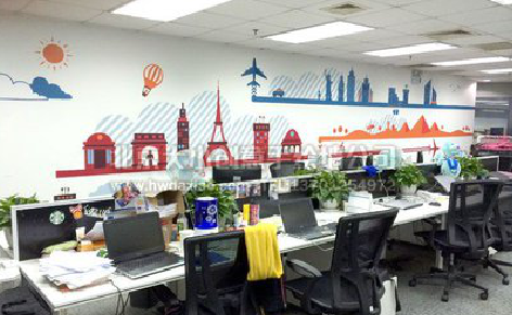 明光教你设计办公室墙绘的方法。