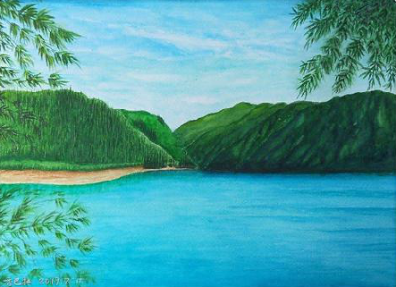 明光在墙绘中，如何绘画绿水青山？